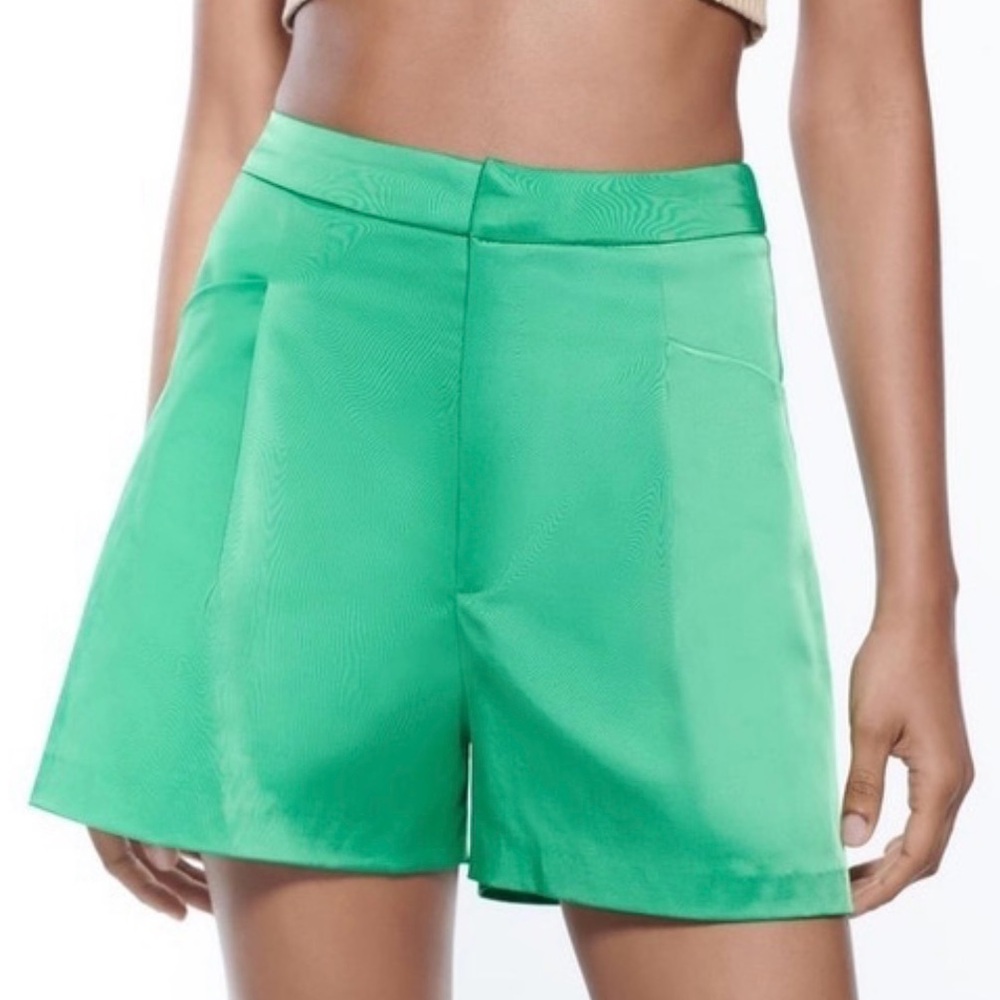 Green Silk Zara shorts